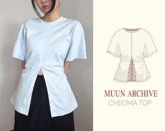CHEOMA TOP sewing pattern – PDF | Jersey Knit T-shirt | Minimal, Modern Asian, Japandi, Kimono Style, A-line, Summer Tee, Advanced Beginner
