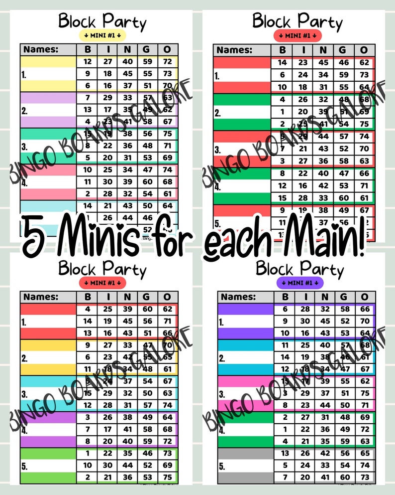 Advancing Block Bingo Board Bundle Bingo Block Party Boards Etsy