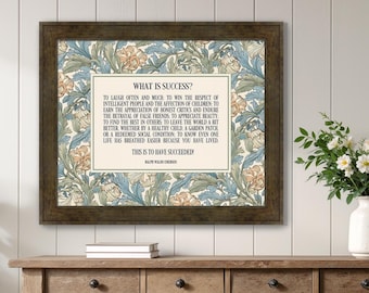 What is Success Wall Art, Ralph Waldo Emerson, Poetry, Inspirational & Encouraging, William Morris