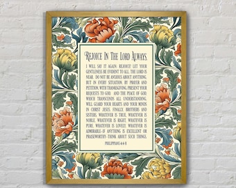 Philippians 4 Wall Art | Christian Home Decor | William Morris | Unframed Print or Canvas