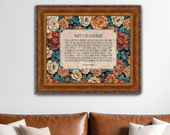 Write It On Your Heart Poem, Wall Art, Ralph Waldo Emerson, Inspirational & Encouraging