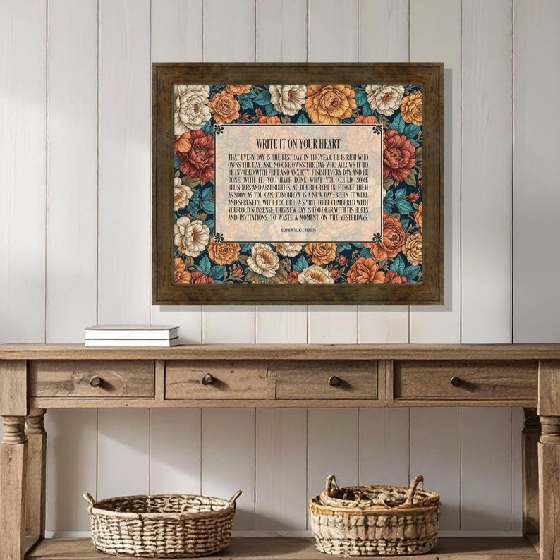 Write It On Your Heart, Ralph Waldo Emerson Poem Print, Inspirational Wall Art 画像 3