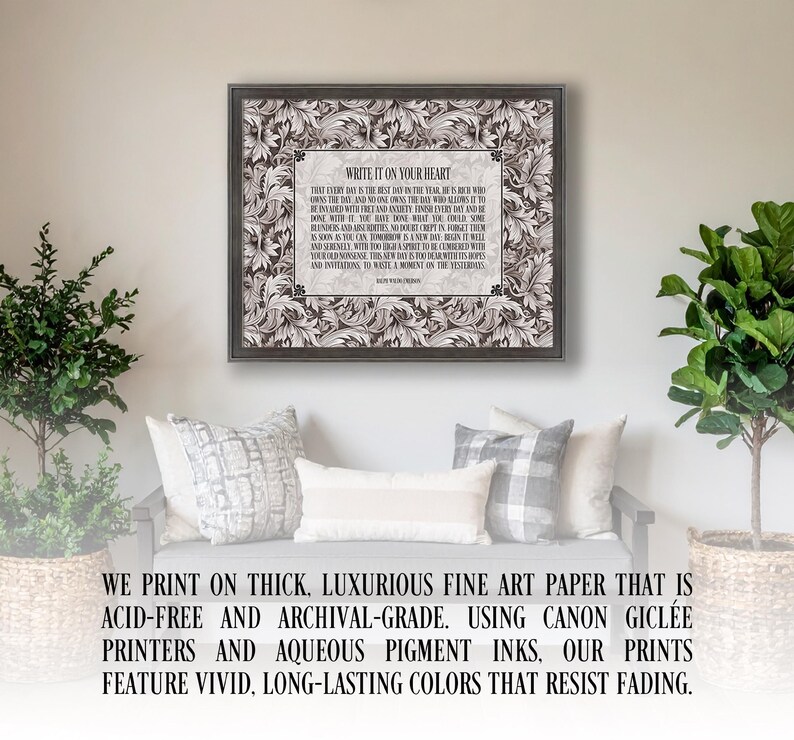 Write It On Your Heart, Ralph Waldo Emerson Poem Print, Inspirational Wall Art 画像 2