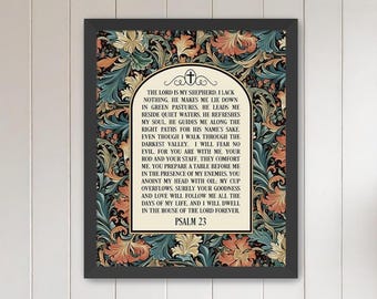 Arte mural "El Señor es mi pastor" / Salmo 23 / Obra cristiana / Impresión o lienzo sin marco