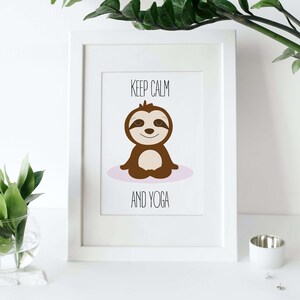 Meditating Sloth Yoga Printable Art, Yoga Gift, Yoga Decoration