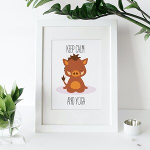 Meditating Warthog Yoga Printable Art, Yoga Gift, Yoga Decoration