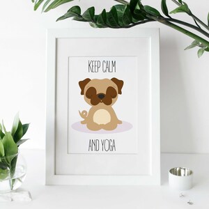 Meditating Pug Dog Yoga Printable Art, Yoga Gift, Yoga Decoration