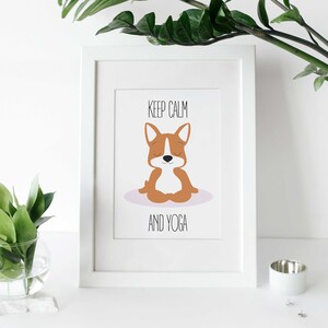 Meditating Corgi Yoga Printable Art, Yoga Gift, Yoga Decoration