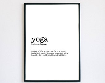 Yoga Definition Print, Yoga Studio Decor, Instant Printable, Minimalist Wall Art