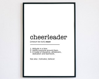 Cheerleader Definition Print, Cheerleading Gift, Wall Art Decor, Instant Printable, Minimalist Wall Art