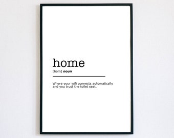 Funny Home Definition Print, Home Family Love Wall Art, Instant Printable, Minimalist Wall Art