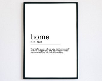 Home Definition Print, Home Family Love Wall Art, Instant Printable, Minimalist Wall Art