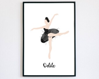 Swan Lake Odette Ballet Art Print, Minimalist Watercolour Ballerina ...
