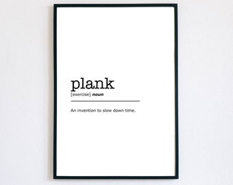 Plank Definition Print, Fitness Trainer Gift, Gym Wall Decor, Instant Printable, Minimalist Wall Art