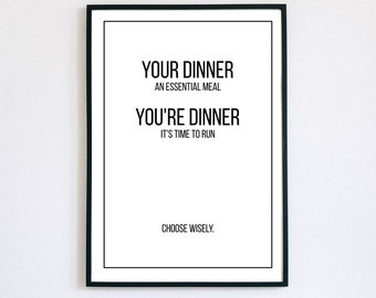 Your Dinner, You&#39;re Dinner, Funny English Grammar Poster, Digital Art Print, Grammar Police, Gag Gift, Choose Wisely