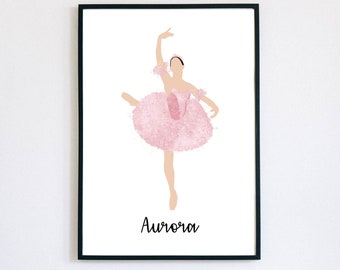 Ballet Art Print Cinderella Minimalist Watercolour Ballerina