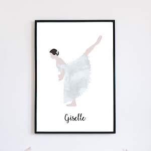 Giselle Ballet Art Print, Minimalist Watercolour Ballerina Printable Art, Classical Ballet Poster, Instant Digital Print