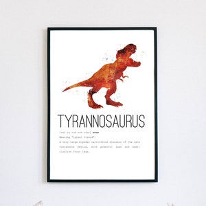 Dinosaur Definition Art Print, Tyrannosaurus rex Print, T-rex, Dinosaur Decor, Dinosaur Nursery Art, Educational Prints