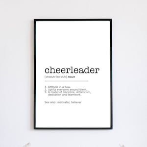 Cheerleader Definition Print, Cheerleading Gift, Wall Art Decor, Instant Printable, Minimalist Wall Art