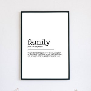 Family Definition Print, Living Room Home Decor, Instant Printable, Minimalist Wall Art