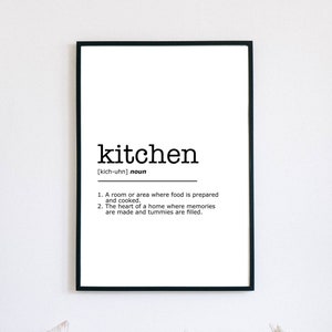 Kitchen Definition Print, Kitchen Home Decor, Instant Printable, Minimalist Wall Art