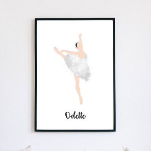 Swan Lake Odette Ballet Art Print, Minimalist Watercolour Ballerina Printable Art, Classical Ballet Poster, Instant Digital Print