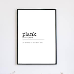Plank Definition Print, Fitness Trainer Gift, Gym Wall Decor, Instant Printable, Minimalist Wall Art