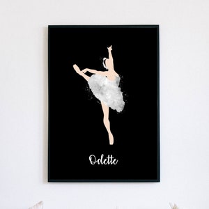 Swan Lake Odette Ballet Art Print, Minimalist Watercolour Ballerina Printable Art, Classical Ballet Poster, Instant Digital Print
