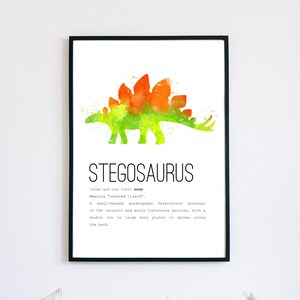 Dinosaur Definition Art Print, Stegosaurus Print, Dinosaur Decor, Dinosaur Nursery Art, Educational Prints