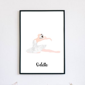 Swan Lake Odette Ballet Art Print, Minimalist Watercolour Ballerina Printable Art, Classical Ballet Poster, Instant Digital Print