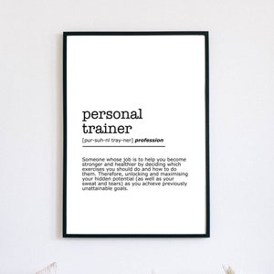 Personal Trainer Definition Print, Fitness Trainer Gift, Instant Printable, Minimalist Wall Art