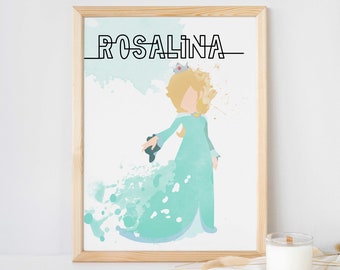 Rosalina, Super Mario, Watercolor Poster, Digital Art Print