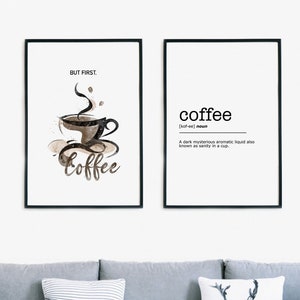 Coffee Wall Art Printable, Set of 2, But First Coffee, Coffee Definition, Home Decor Gift