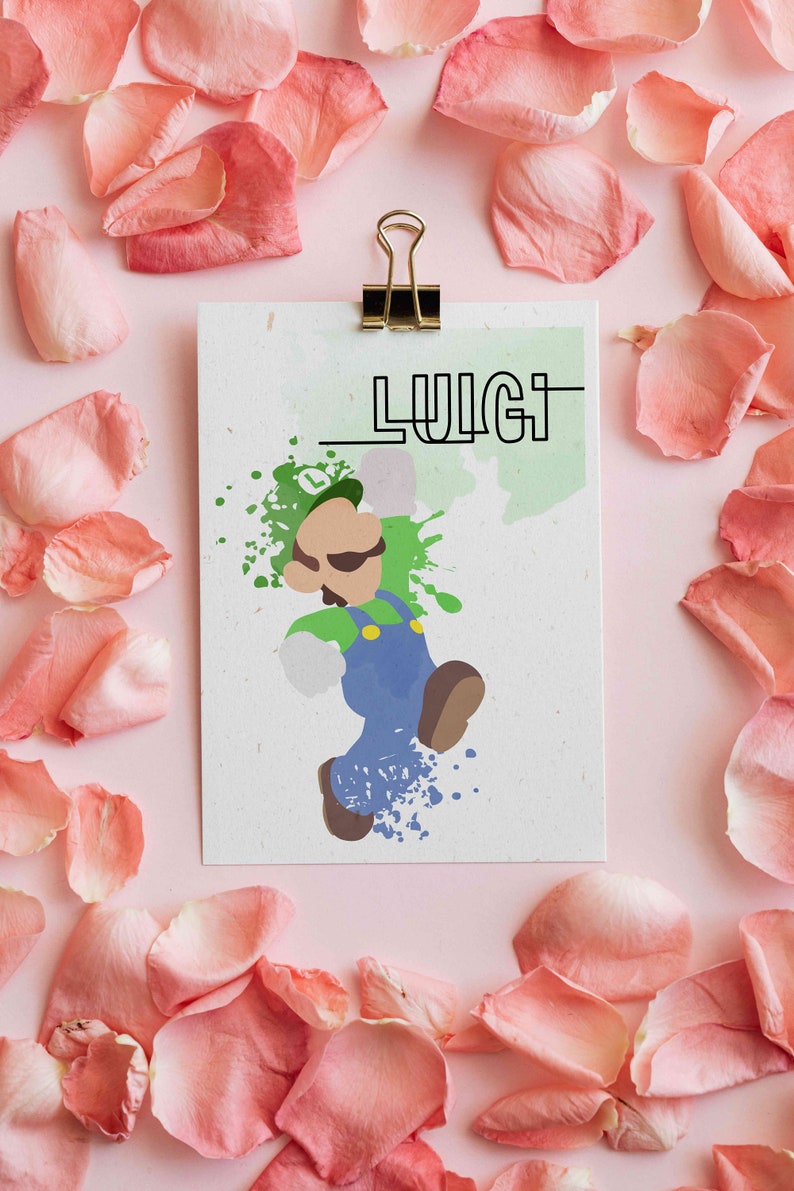 Luigi Super Mario Watercolor Game Poster Digital Art Print - Etsy