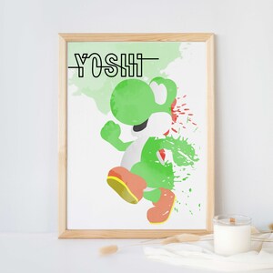 Yoshi, Super Mario, Watercolor Game Poster, Digital Art Print