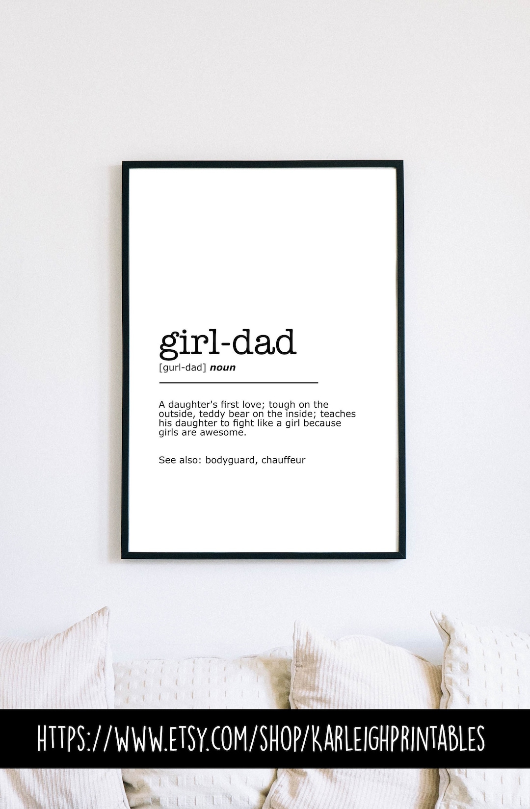 Girldad Definition Print, Father's Day Gift, Father's Birthday Gift, Father's Christmas Gift
