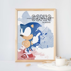Sonic the Hedgehog, Watercolor Movie Poster, Digital Art Printable