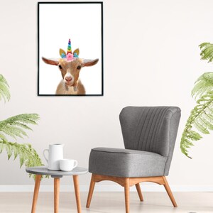 Unicorn Goat, Unicorn Animals, Funny Animal Print, Minimalist Nursery Art, Instant Printable Art image 4