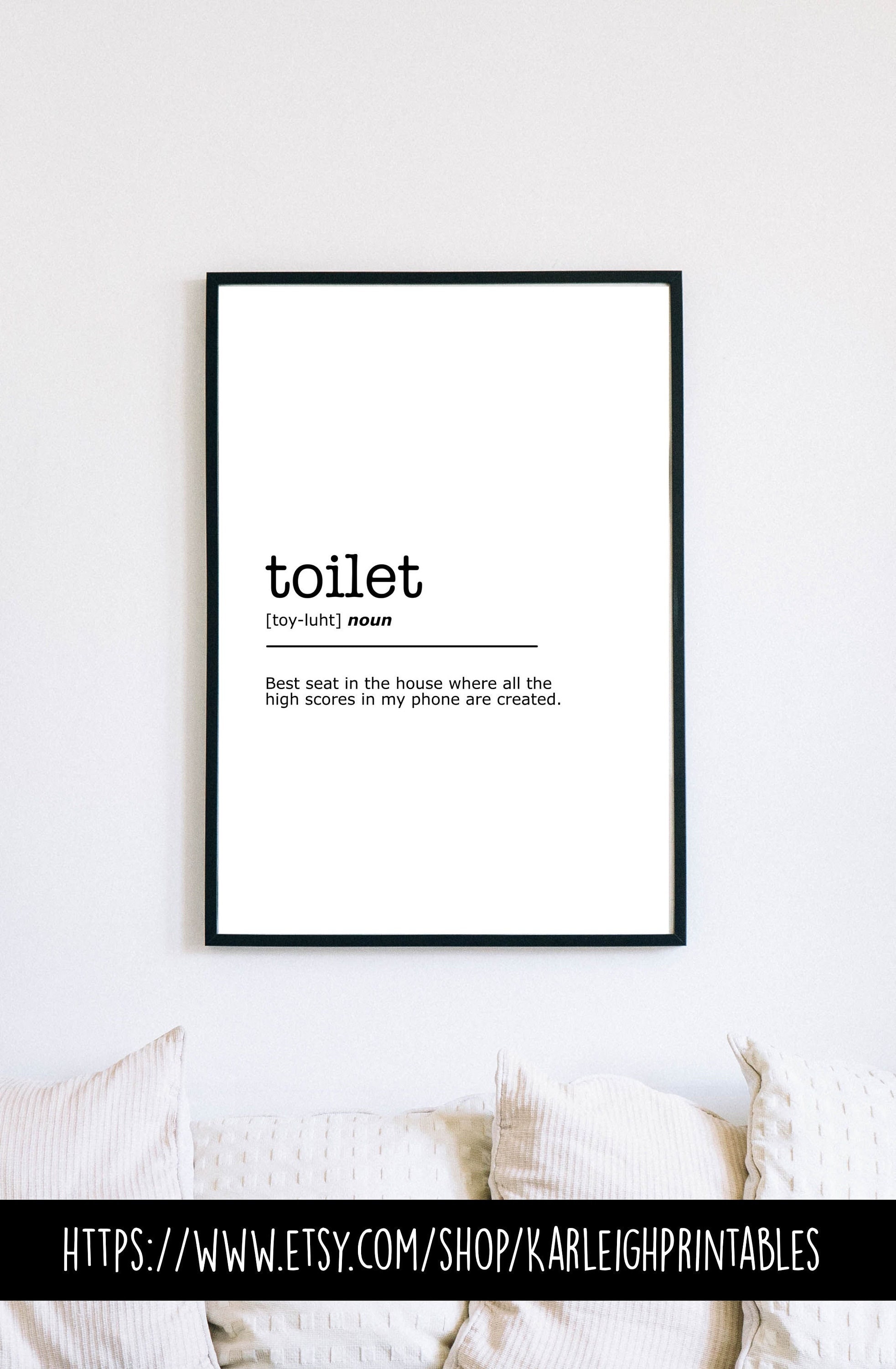 Toilet Definition Print, Funny Toilet Wall Art, Instant Printable