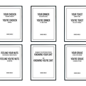 Lustige Grammatik Poster, 6er Set, Grammar Police, Your and You&#39;re, Choose Wisely, printable Art Quotes
