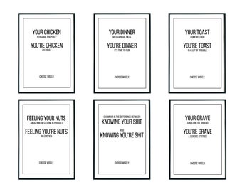 Funny Grammar Posters, Set of 6, Grammar Police, Your and You're, Choose Wisely, Printable Art Quotes