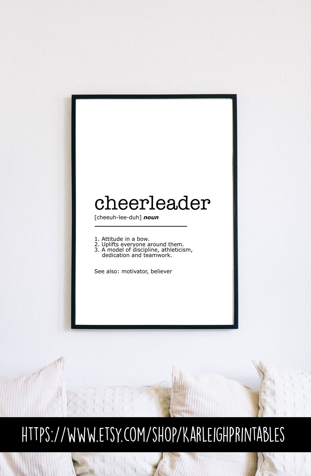 Cheerleader Definition Print, Cheerleading Gift, Wall Art Decor