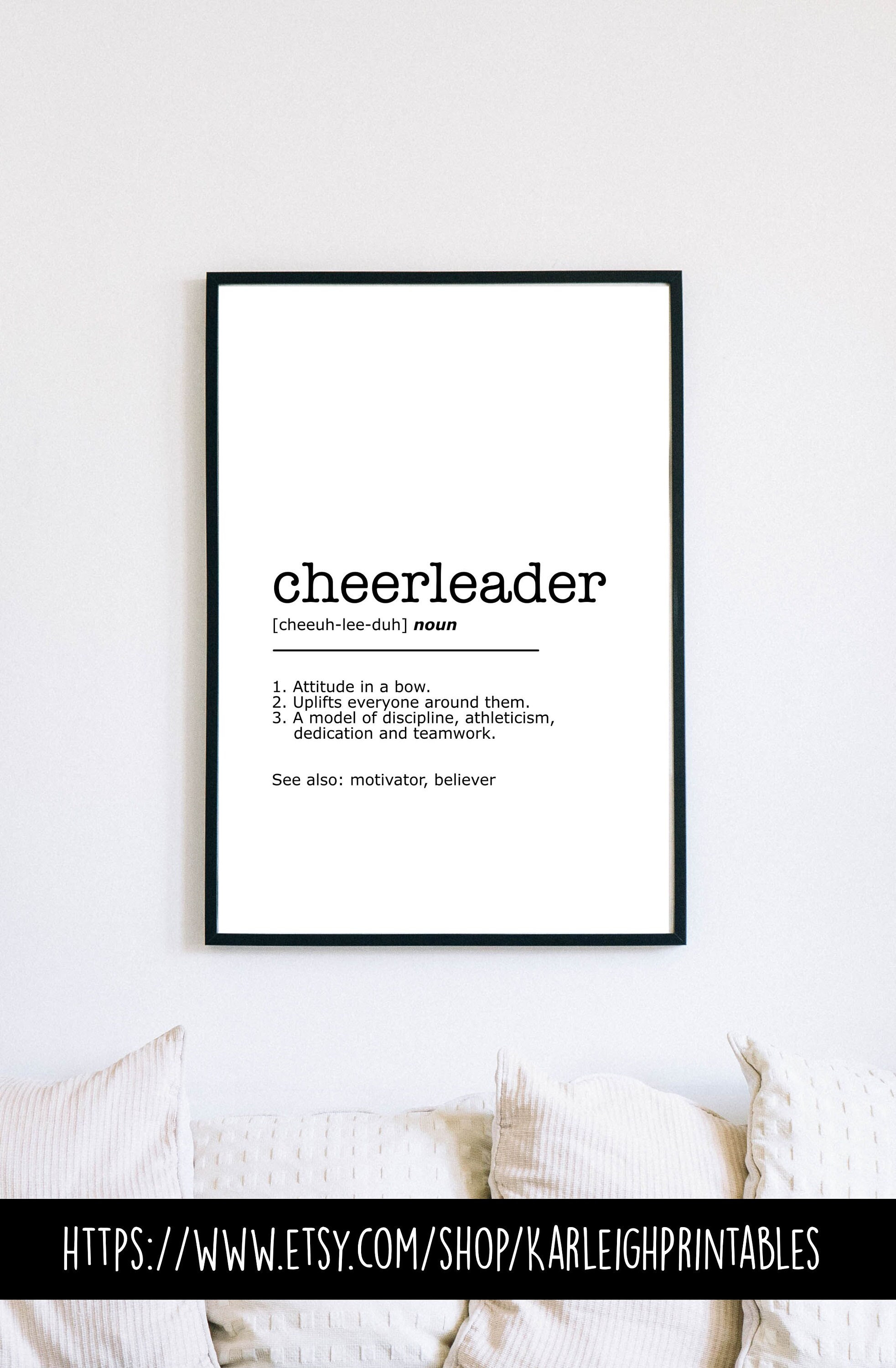 Cheerleader Definition Print Cheerleading Gift Wall Art Etsy