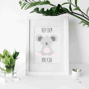 Meditating Koala Yoga Printable Art, Yoga Gift, Yoga Decoration