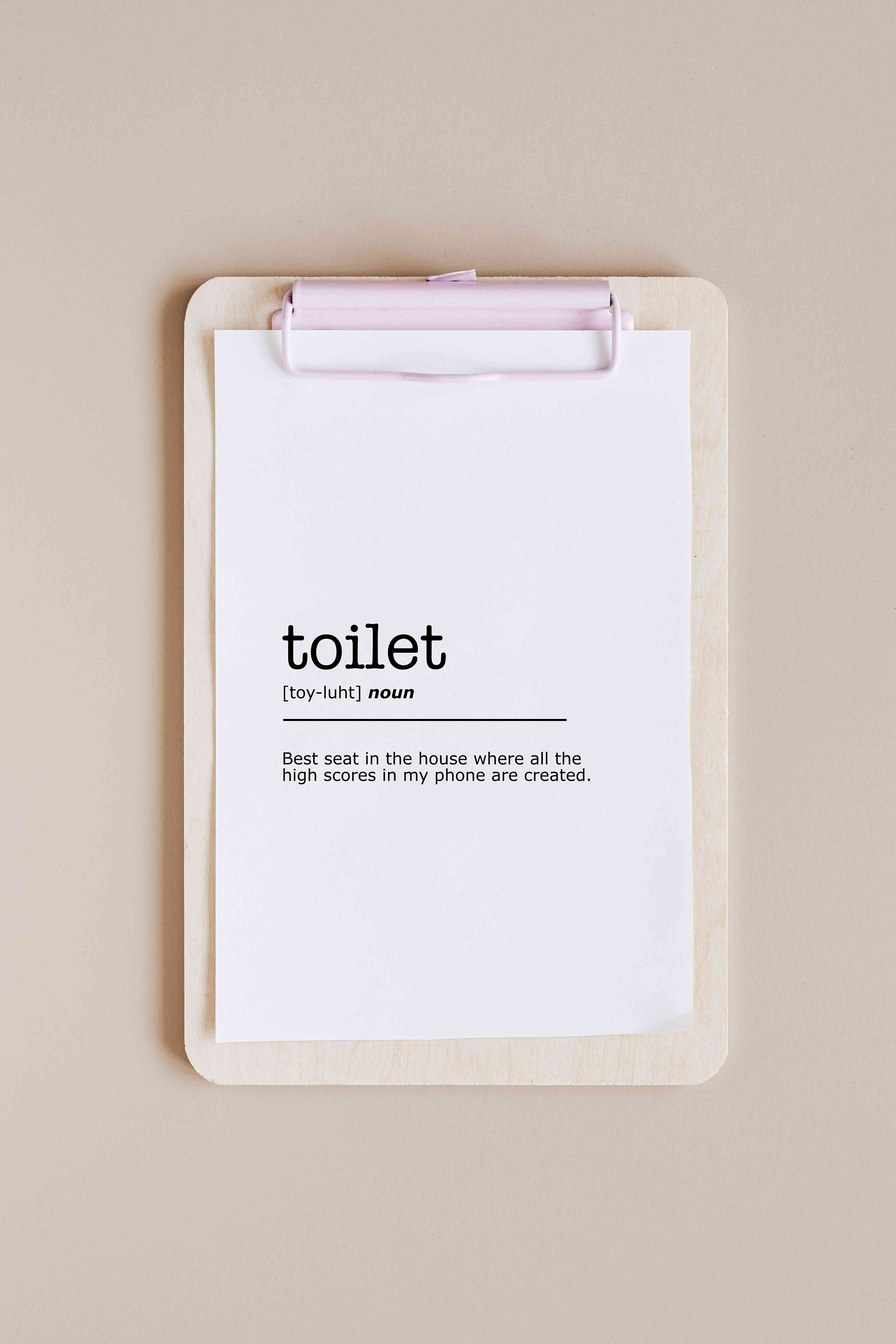 Toilet Definition Print, Funny Toilet Wall Art, Instant Printable