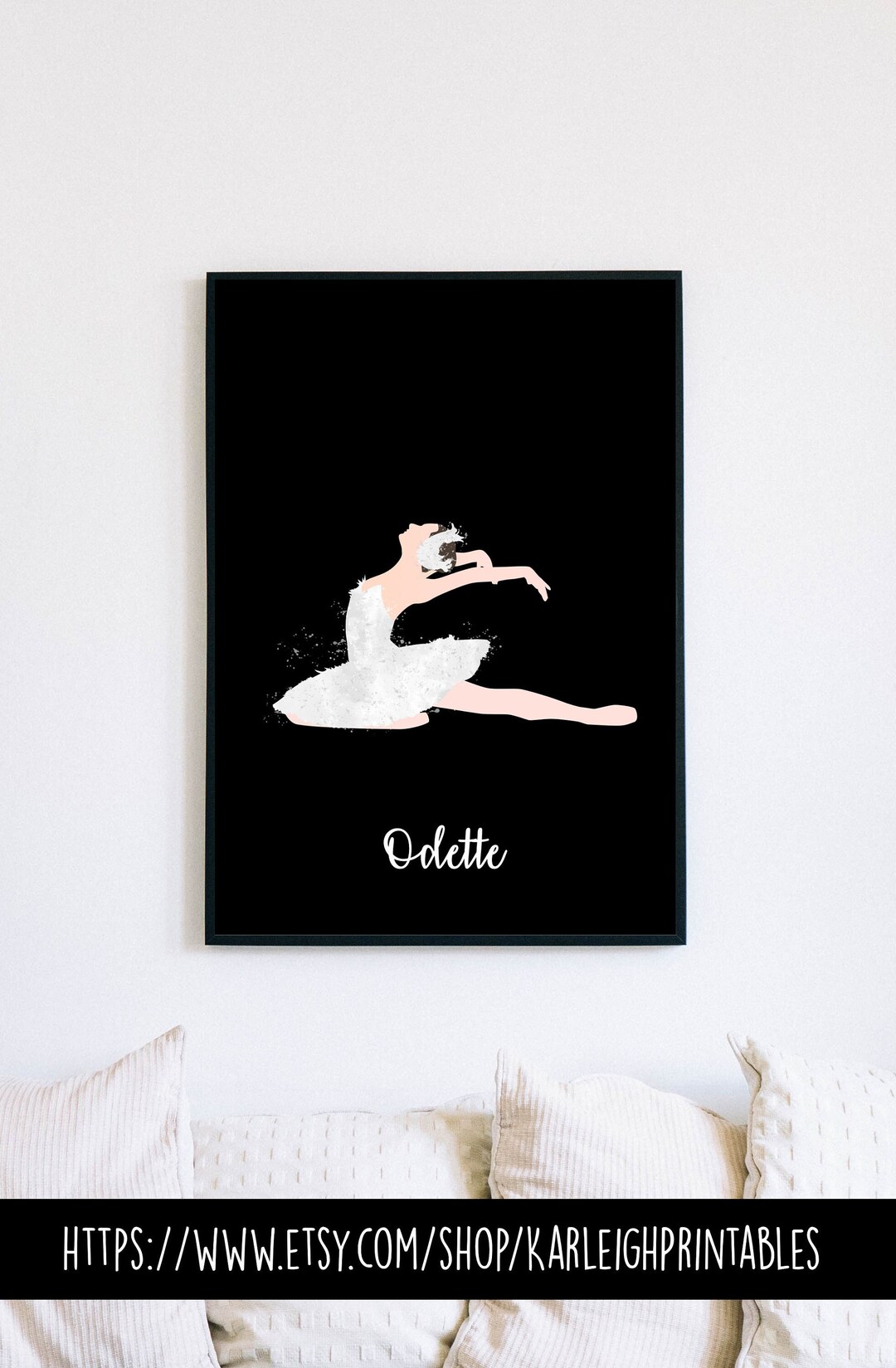 Swan Lake Odette Ballet Art Print, Minimalist Watercolour Ballerina ...