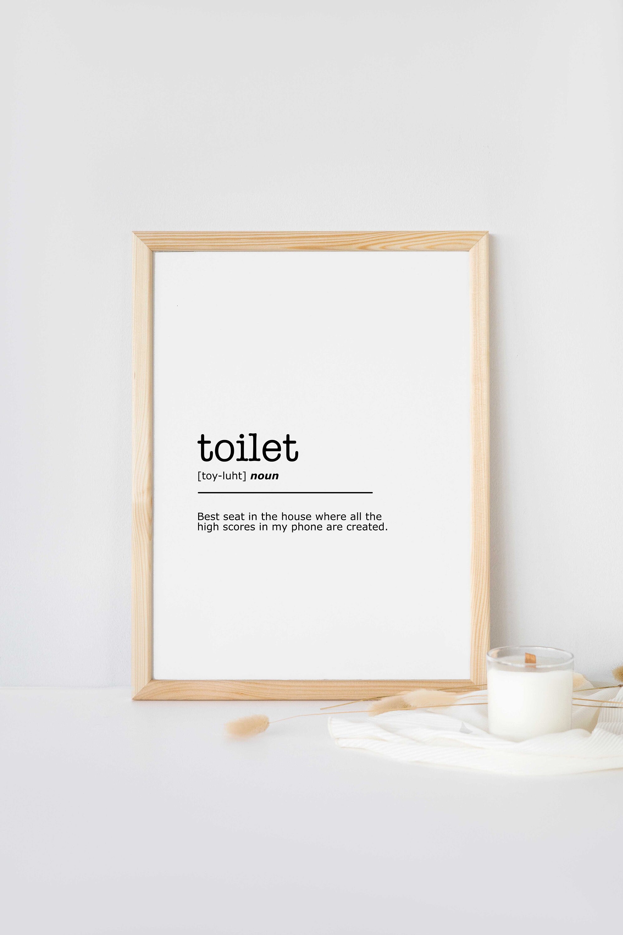 Toilet Definition Print, Funny Toilet Wall Art, Instant Printable, Minimalist Wall Art Etsy