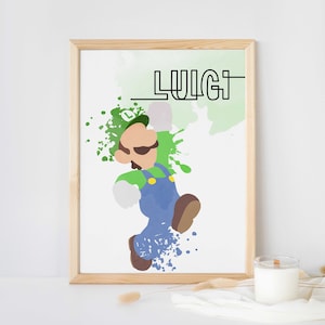 Luigi, Super Mario, Watercolor Game Poster, Digital Art Print