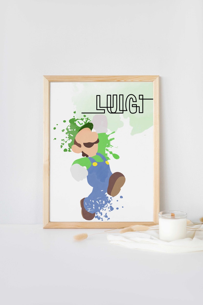 Luigi Super Mario Watercolor Game Poster Digital Art Print - Etsy