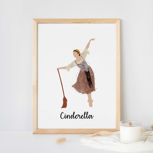Ballet Art Print Cinderella Minimalist Watercolour Ballerina